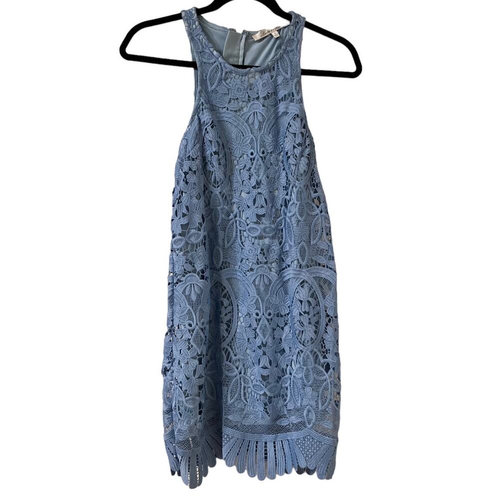Lovers & Friends Caspian Shift Lace Coquette Crystal Blue Mini Dress Size S - Picture 3 of 14